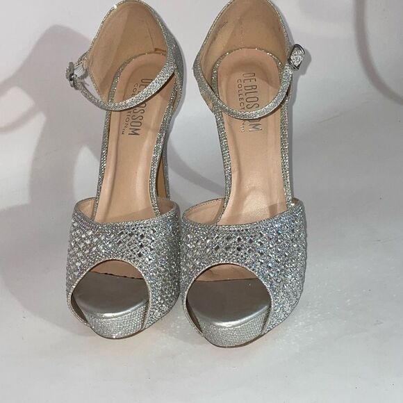 De Blossom Collection Silver Glitter & Rhinestone Heels - Picture 7 of 9